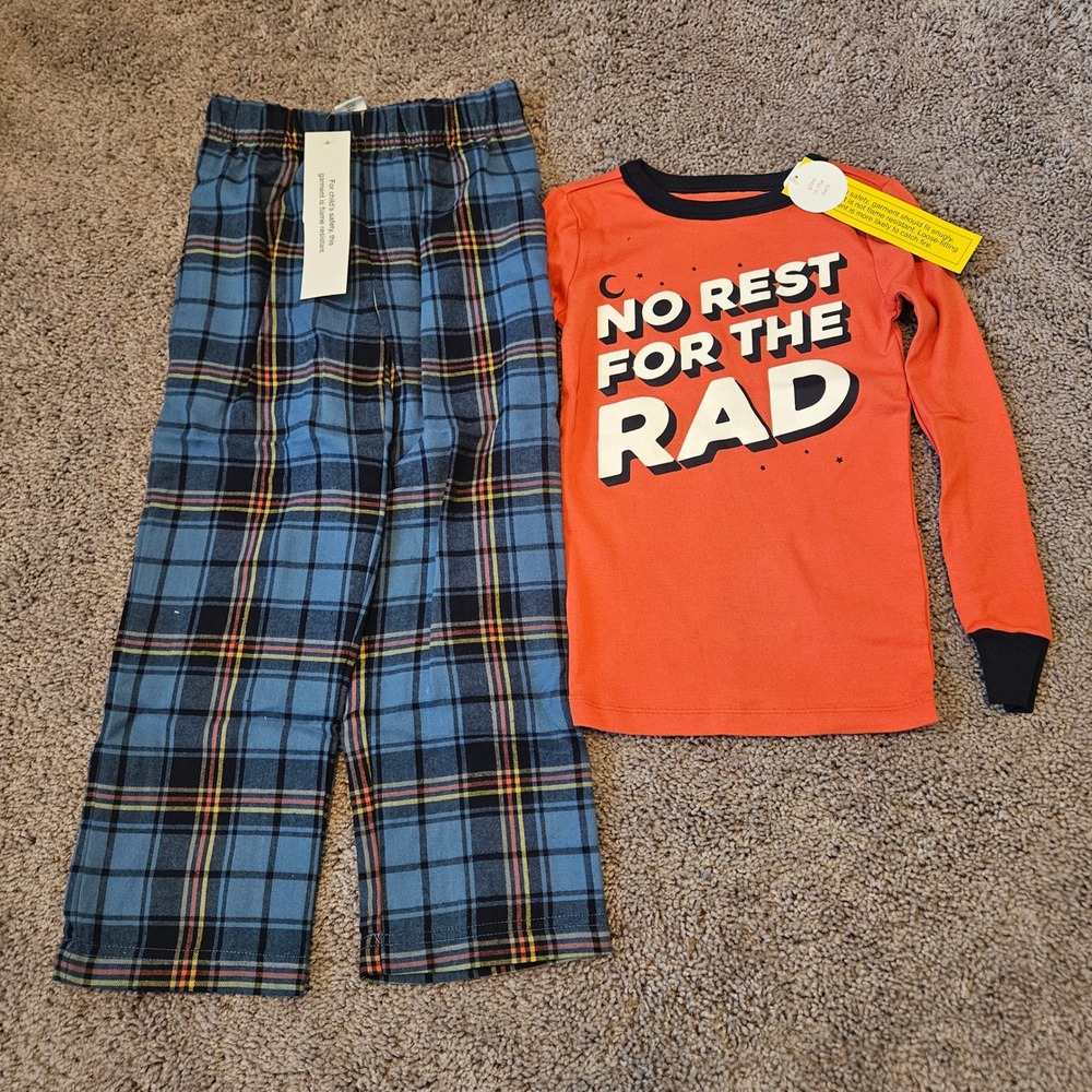 Gymboree Pajama Set Kids Size 6 NEW Glow In The Dark Plaid Rad Gymmies PJ Sleep